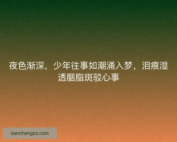 夜色渐深，少年往事如潮涌入梦，泪痕湿透胭脂斑驳心事